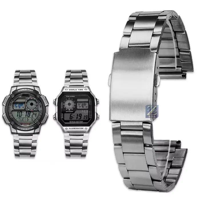 Bracelet de montre en acier de précision 18mm pour presse molle 1200 AE-1200 AE-1200WH/1300/1000/1500 Boîtier
