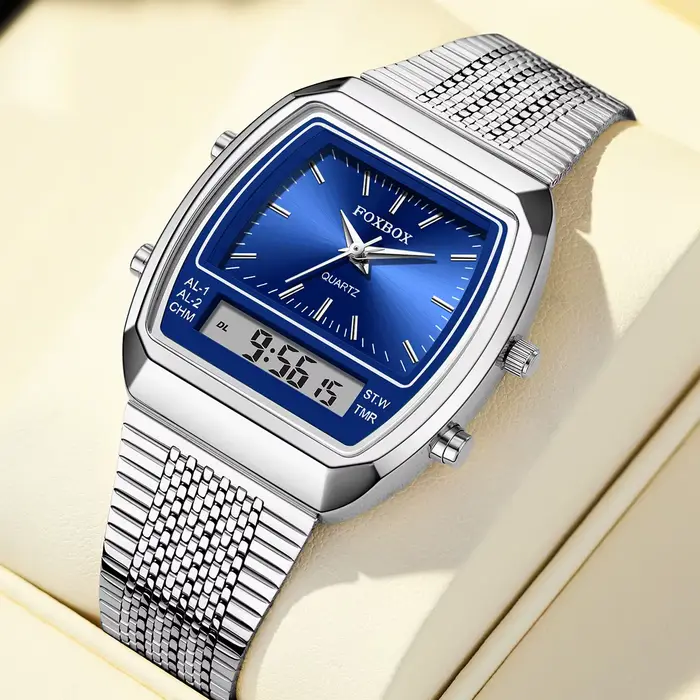 FOXBOX montres à Quartz de luxe mode double affichage temps pour hommes femmes Sports de plein air semaine étanche montre-bracelet numérique Relojes