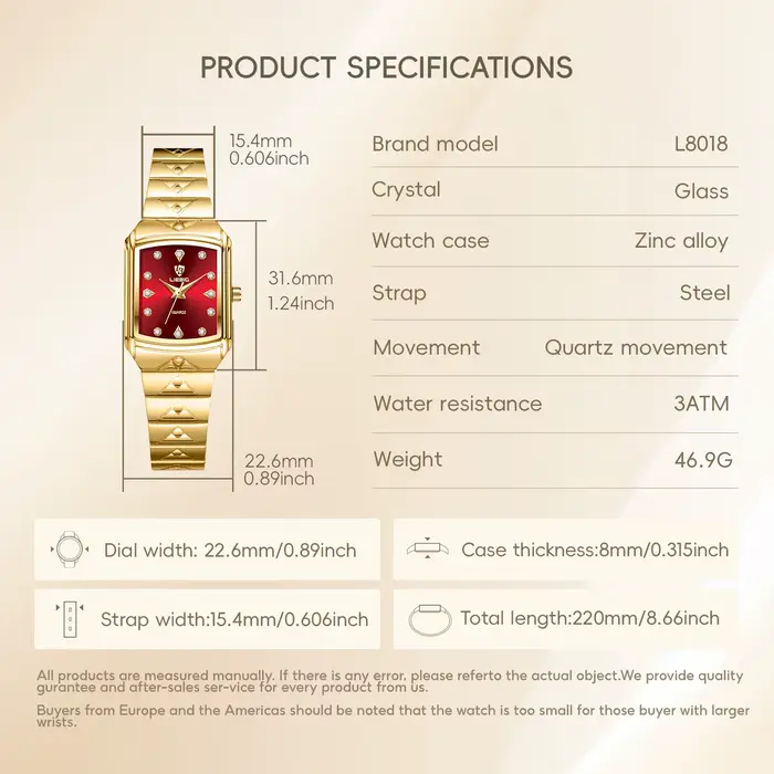 Montre Liebig L8018 Élégante Vintage à Quartz pour Femme Occasions Spéciales Durables Résistantes à l'Eau