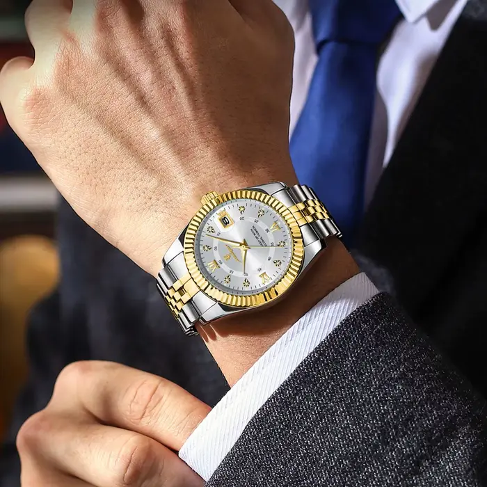 POEDAGAR luxe hommes d'affaires montre-bracelet étanche lumineux Date militaire homme montre en acie