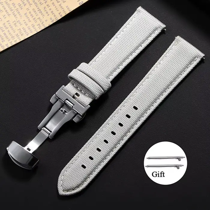 Bracelet de montre en tissu voile 20mm 22mm pour Omega pour Seiko Business boucle papillon en Nylon 