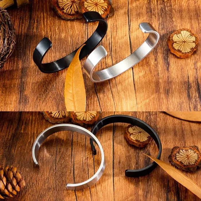 Bracelet Manchette en Acier Inoxydable Brillant pour Hommes Style Mode Accessoire Bijouterie Occasions Spéciales