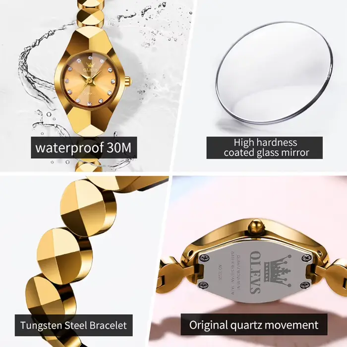 OLEVS 7007 montre pour femmes Original miroir rhombique étanche Quartz dames montre-bracelet bracelet en acier tungstène