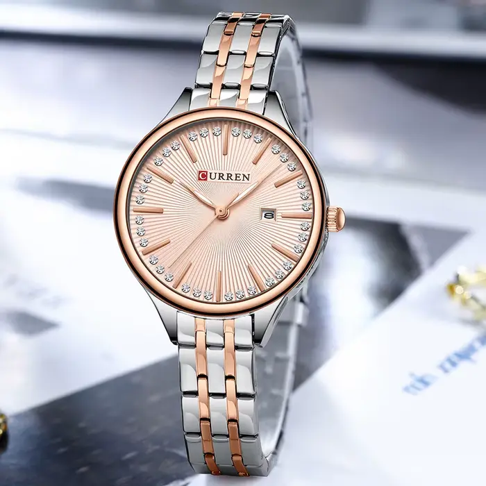 Montre Curren Simple Quartz Femme Bracelet Acier Inoxydable Occasions Spéciales Résistance Eau 3 Bars
