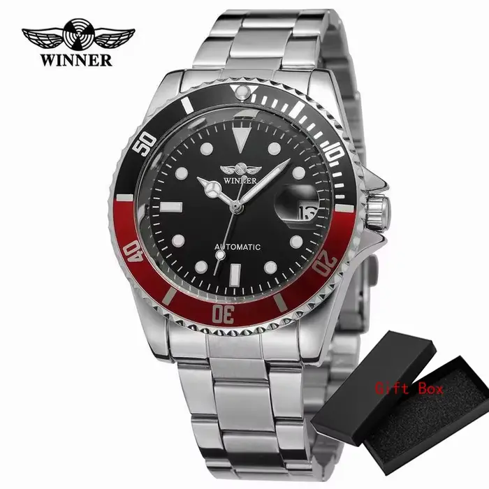WINNER – montre de luxe en acier inoxydable pour hommes, affichage de la Date, automatique, mécaniqu