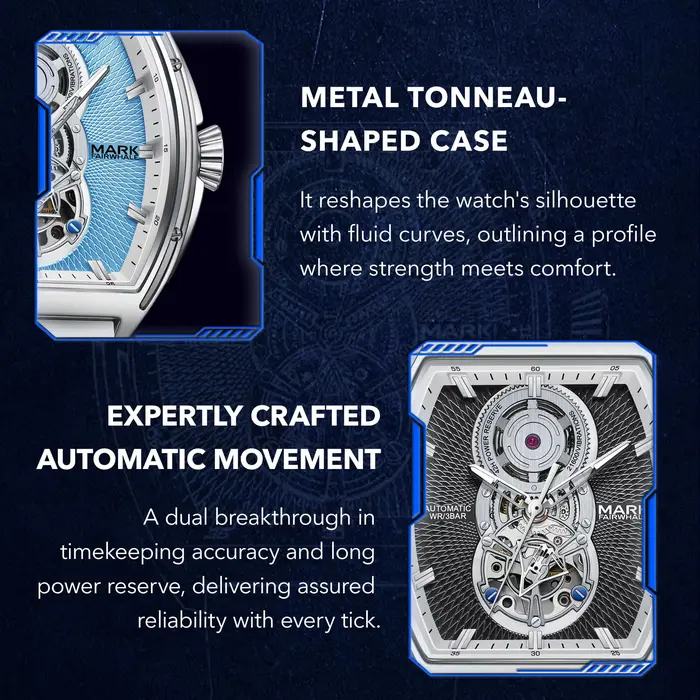 Montre Homme Automatique Mécanique Mark Fairwhale 6029 Tendance Bracelet Caoutchouc Tourbillon Tonneau Montres