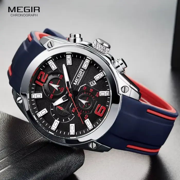 Megir montre à quartz analogique chronographe pour homme avec date