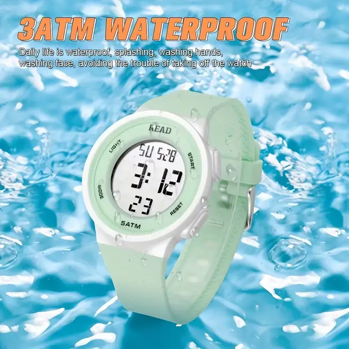 Montre LED haute résolution pour femmes résistante à l'eau multifonctionnelle en silicone pour activités de plein air et vie quotidienne