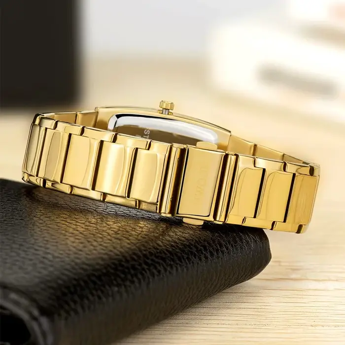 WWOOR 2024 nouvelle montre carrée hommes avec Date de la semaine automatique de luxe en acier inoxydable or