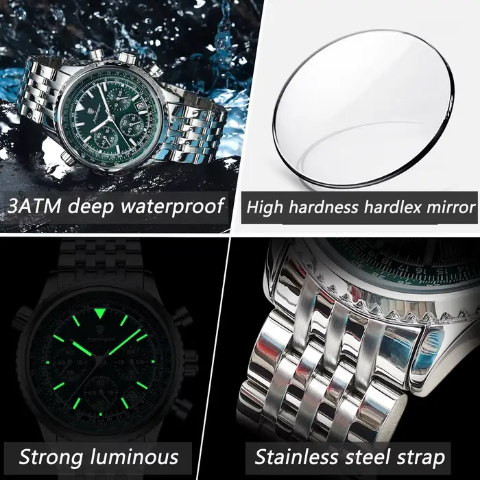 POEDAGAR montre militaire de luxe pour hommes étanche lumineux Date chronographe homme