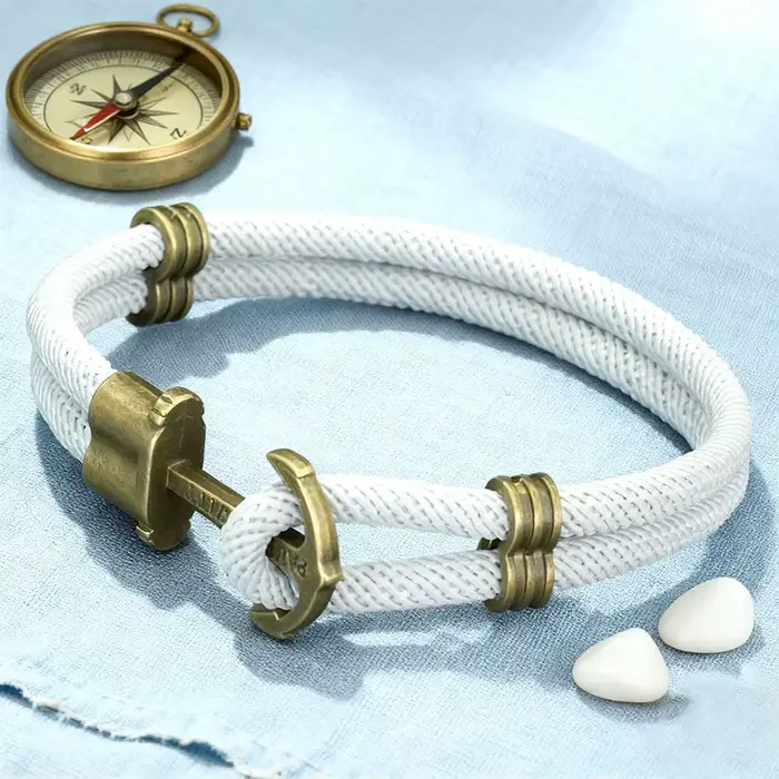 Bracelet Ancre Nautique pour Hommes Corde en Coton et Alliage de Zinc Décontracté Sportif Occasions Spéciales Pratique à Porter