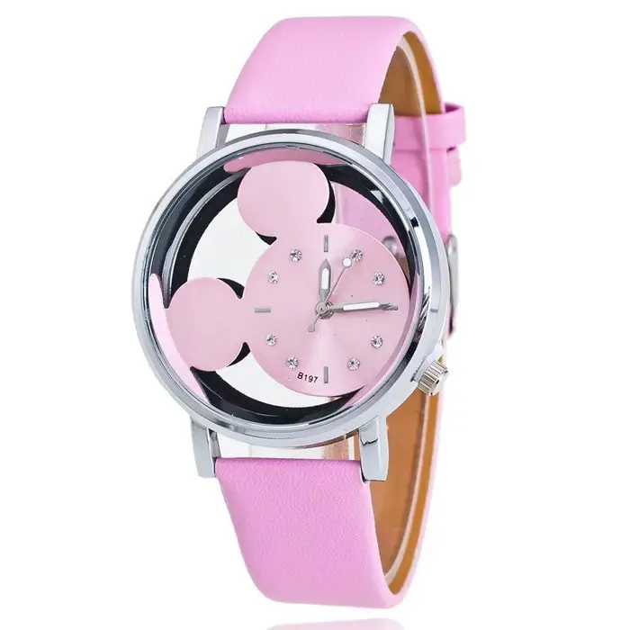 Montre Mickey pour enfants bracelet en cuir alliage boîtier rond mouvement quartz aiguille display multiple color options for boys and girls school birthday gift