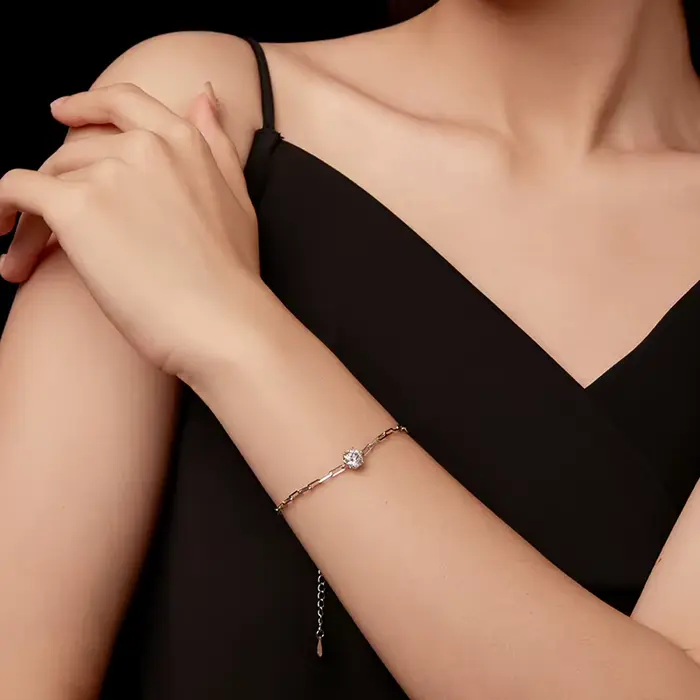 Bracelet en argent sterling 925 avec moissanite 0.65cm certifiée pour femmes, bijou classique pour occasions spéciales