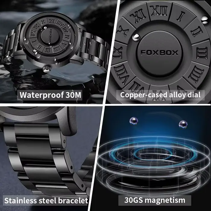 LIGE-Montre de luxe avec pointeur magnétique pour homme, accessoire de sport, chronographe à quartz