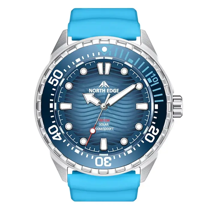 Nouvelle montre de plongée en acier inoxydable 2026, montre à quartz à énergie solaire, montre-brace