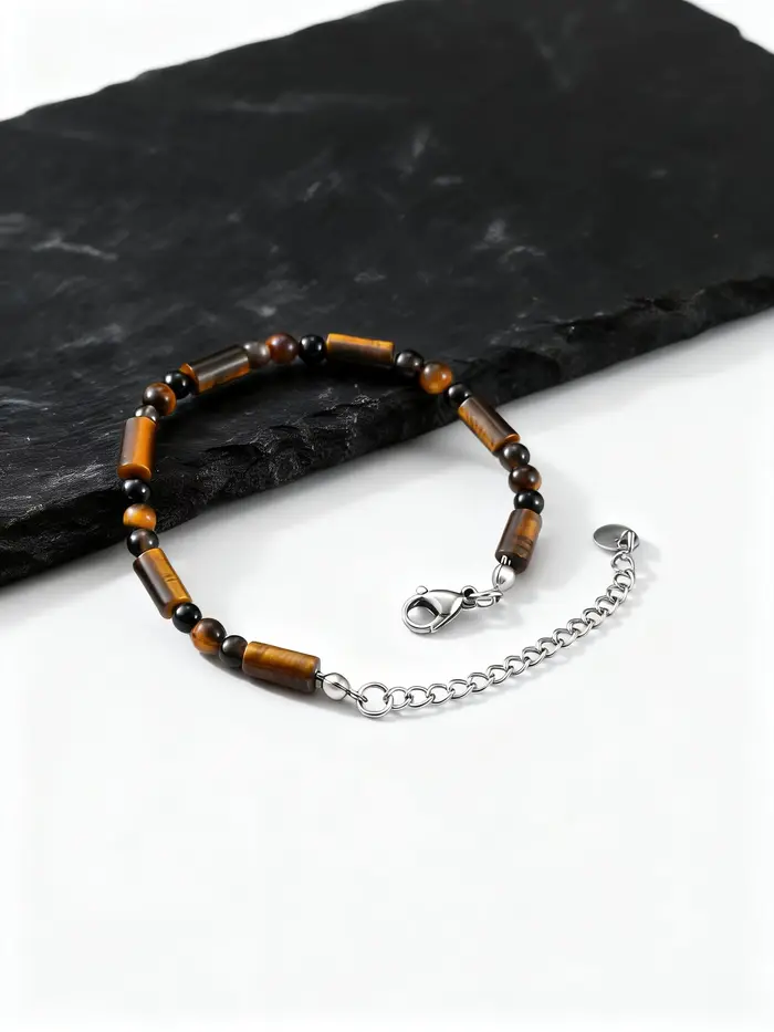 Bracelets bohèmes en perles œil de tigre pour hommes