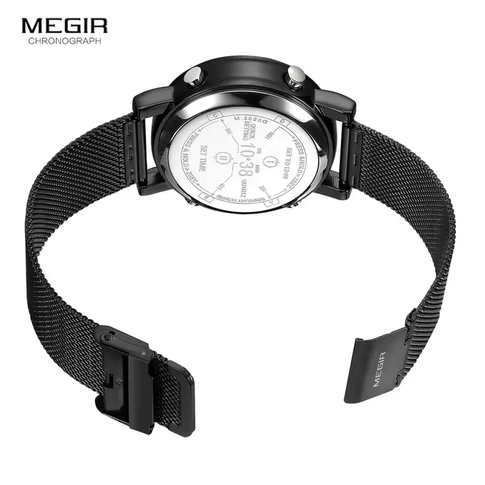 MEGIR 2137 Relojes Para Hombres montres hommes Sport militaire en cuir marron Quartz montre-bracelet de luxe tambour rouleau Relogio Masculino