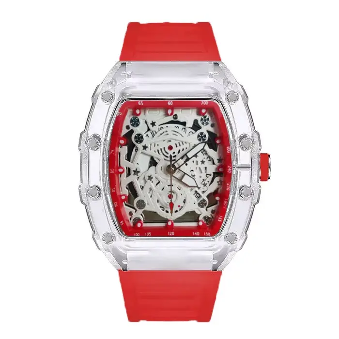 Hommes montre sport personnalité tendance Quartz montre-bracelet Transparent étanche mâle mode horlo