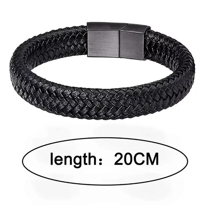 Bracelet en cuir Pu noir pour hommes élégants maturité style occassions spéciales cadeaux anniversaires mariage moments importants