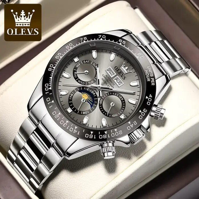 OLEVS 6654 montre de luxe pour hommes chronographe automatique mécanique montre-bracelet étanche lumineux haut marque