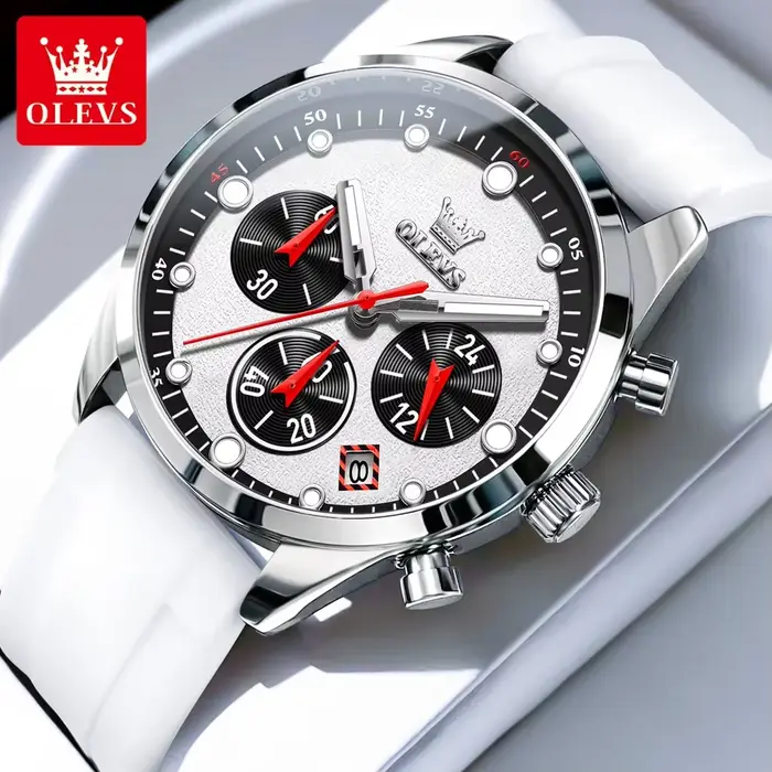 OLEVS 5602 montre de luxe pour hommes bracelet en Silicone étanche chronographe lumineux classique h