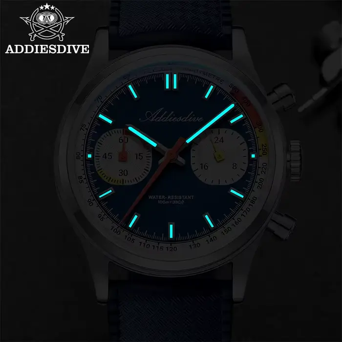 Montre sportive ADDIESDIVE TOP 38mm résistante à l'eau pour hommes quartz bracelet caoutchouc fluorocarboné occassions sportives