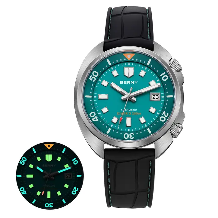 BERNY Diver hommes montre mis5 8215 haut automatique mécanique mode hommes montre de luxe saphir étanche 200m lumineux hommes montre