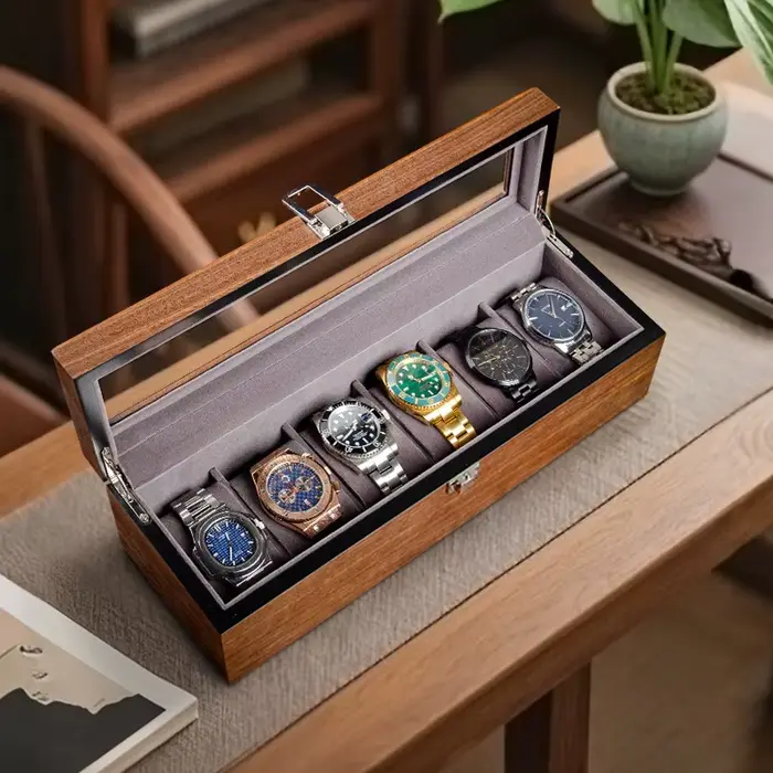 Boîte de montre en bois boîtier