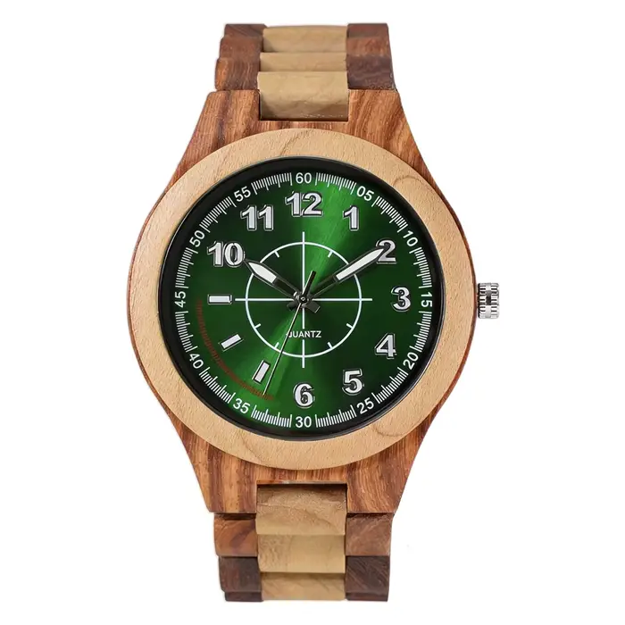 Montre-bracelet à Quartz Vintage en Santal pour Homme, Style Rétro, Fabriquée à la Main, Aiguilles L