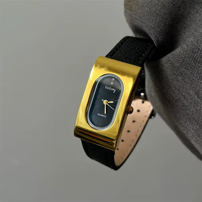 Montre Vintage Femme Carré Quartz Elégante Bracelet Cuir Occasions Spéciales