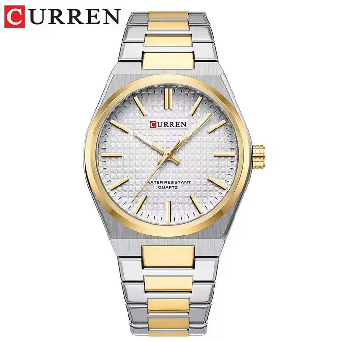 Montre Curren 8439 en acier inoxydable pour hommes, résistante à l'eau, avec mouvement à quartz, pour les occasions formelles et décontractées