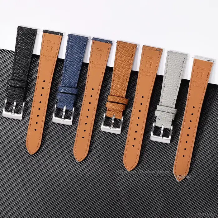 Bracelet de montre en cuir cousu vintage pour hommes