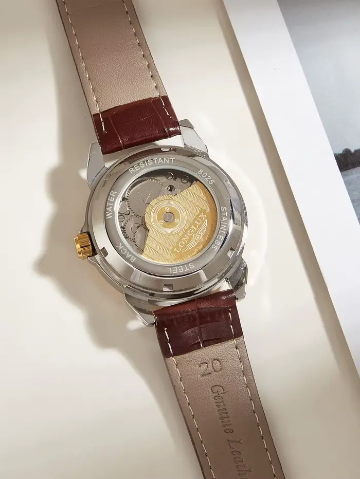 Montre automatique LONGLUX édition limitée en cuir pour hommes occasions spéciales rendez-vous affaires loisirs