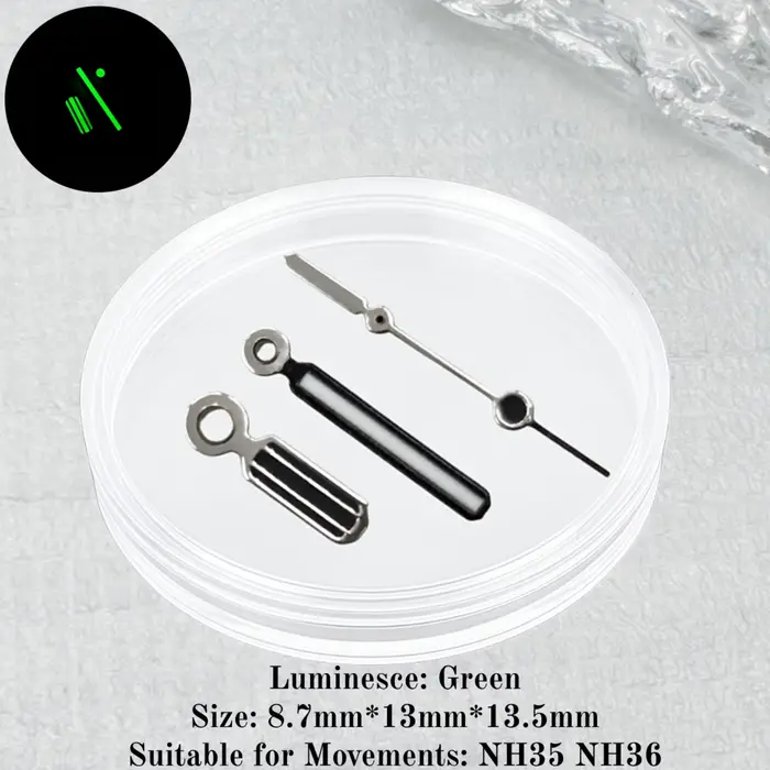 Accessoires pour montres, aiguilles de montre vertes lumineuses pour Seiko Royal Oak NH35 NH36, mouv