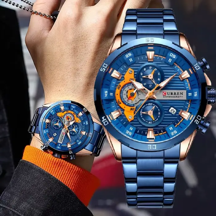 CURREN – montre-bracelet en acier inoxydable pour homme