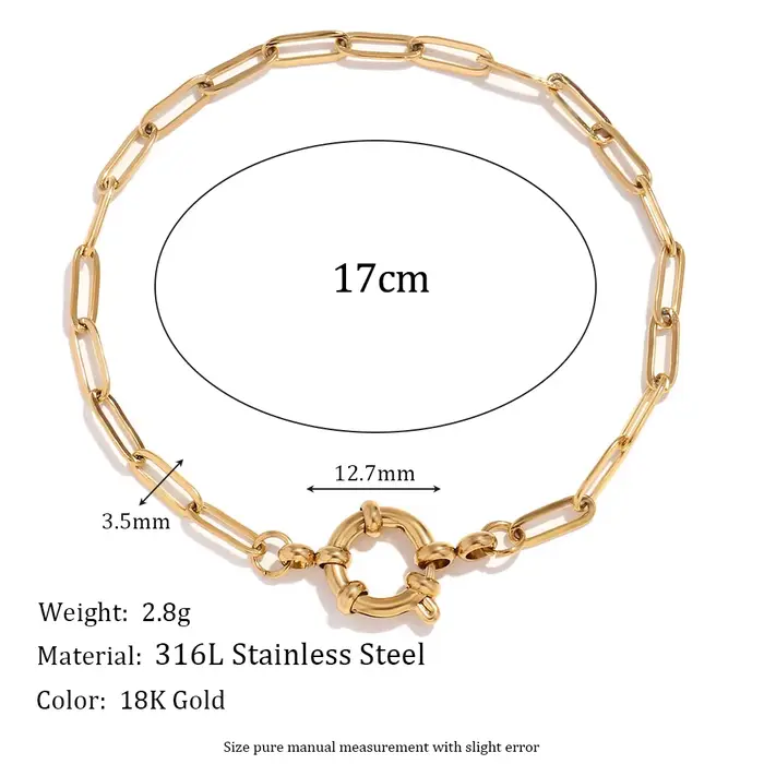 E.B.belle – Bracelet à chaîne avec boucle de fronde, plaqué or 18 carats, bijoux en acier inoxydable