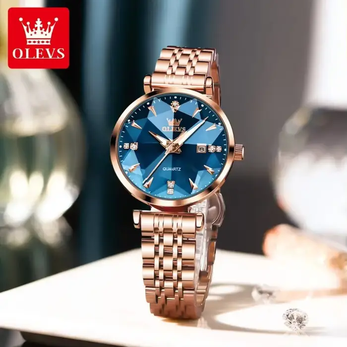 Montre OLEVS 5536 Quartz Élégante pour Femmes Occasions Spéciales Résistante à L'eau Blanc Bronze Argent