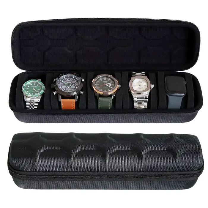 Boîte à montres cuir pour hommes et femmes, étui de voyage, support d'affichage, rangement portable pour montres-bracelets et montres intelligentes occasions spéciales