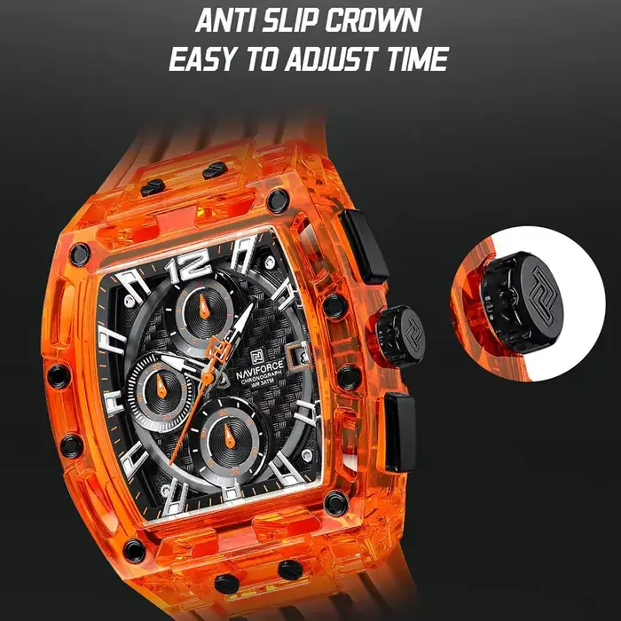 NAVIFORCE NF7105 montres pour hommes montre à Quartz de marque supérieure homme Chronos en Silicone montres-bracelets Tonneau multifonctions colorées