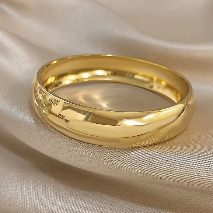 Bracelet en acier inoxydable plaqué or brillant pour femmes et hommes