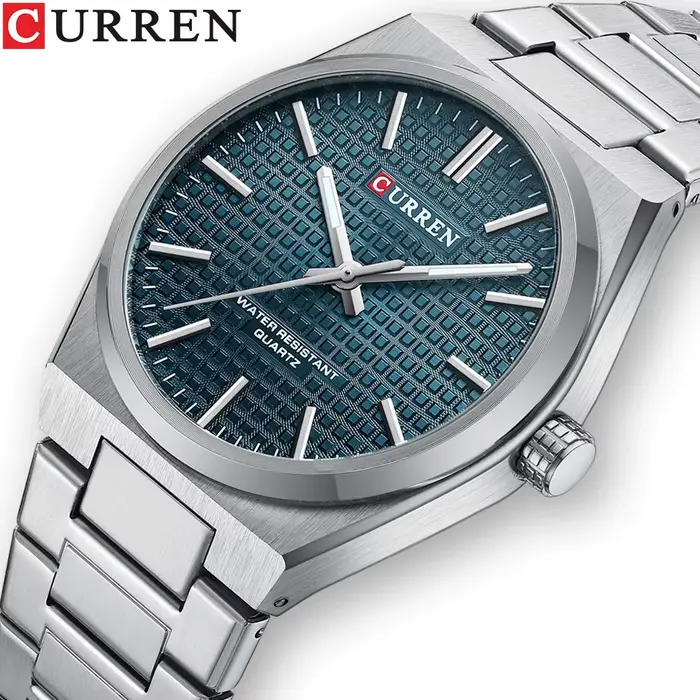 Montre Curren 8439 en acier inoxydable pour hommes, résistante à l'eau, avec mouvement à quartz, pour les occasions formelles et décontractées