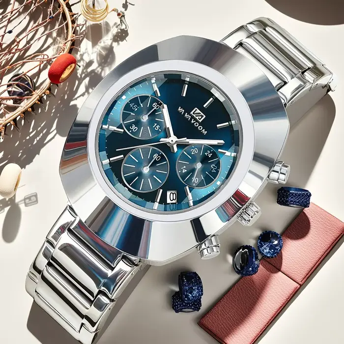 Montre homme VA VA VOOM multifonctionnelle bracelet acier inoxydable cadran ovale sport luxe multifonction quartz certifiée CE