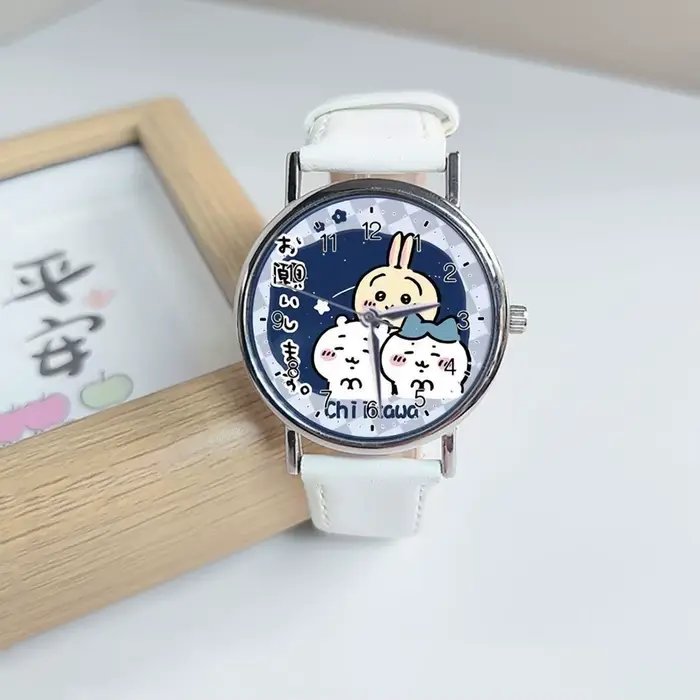 Montre Chiikawa Anime Kawaii Usagi Hachiware, montre-bracelet en cuir mignonne pour filles, mode déc