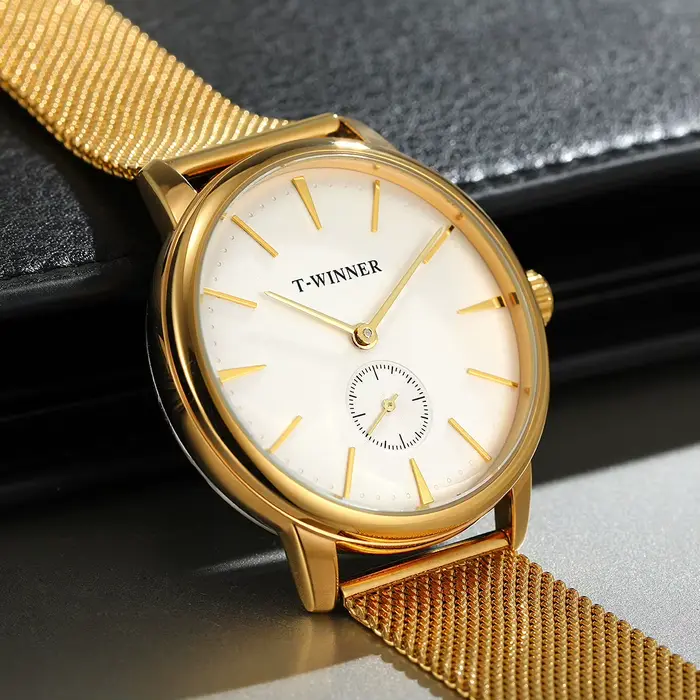 Montre mécanique T-Winner avec bracelet en acier inoxydable pour hommes élégants pour occasions spéciales et activités quotidiennes