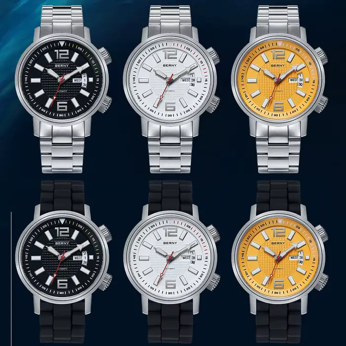 BERNY 20ATM plongeur montre mécanique automatique pour hommes Super lumineux étanche natation plongée montre-bracelet saphir auto-remontage