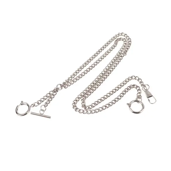 Chaîne de montre de poche en alliage tendance, double chaîne, chaîne à maillons gourmette, chaîne à 