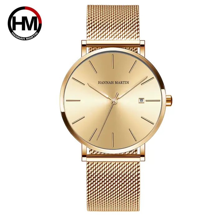 Hommes livraison directe montre-bracelet Hannah Martin japon mouvement 40mm bleu minimaliste décontr