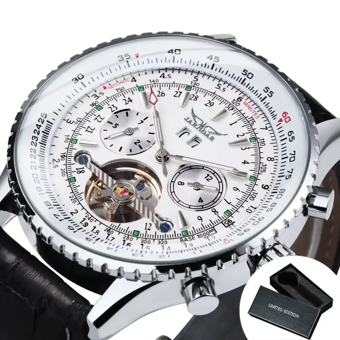 Jaragar montre automatique de sport militaire pour hommes multifonction Tourbillon squelette montres