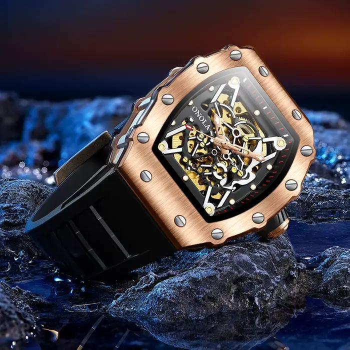 Montre de luxe hommes marque ONOLA automatique mécanique