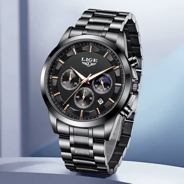 Montre homme de luxe à Quartz avec fonction lumineuse résistante à l'eau pour hommes élégants occasions spéciales